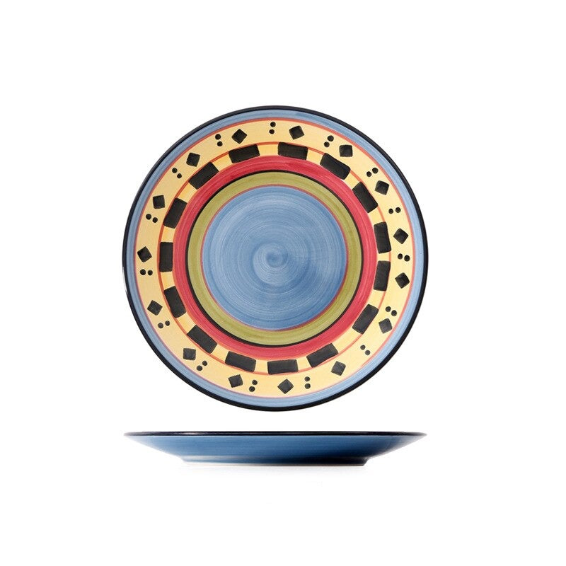 Pratos em cerâmica pintada a mão Dolce - 21.5cm(diâmetro)