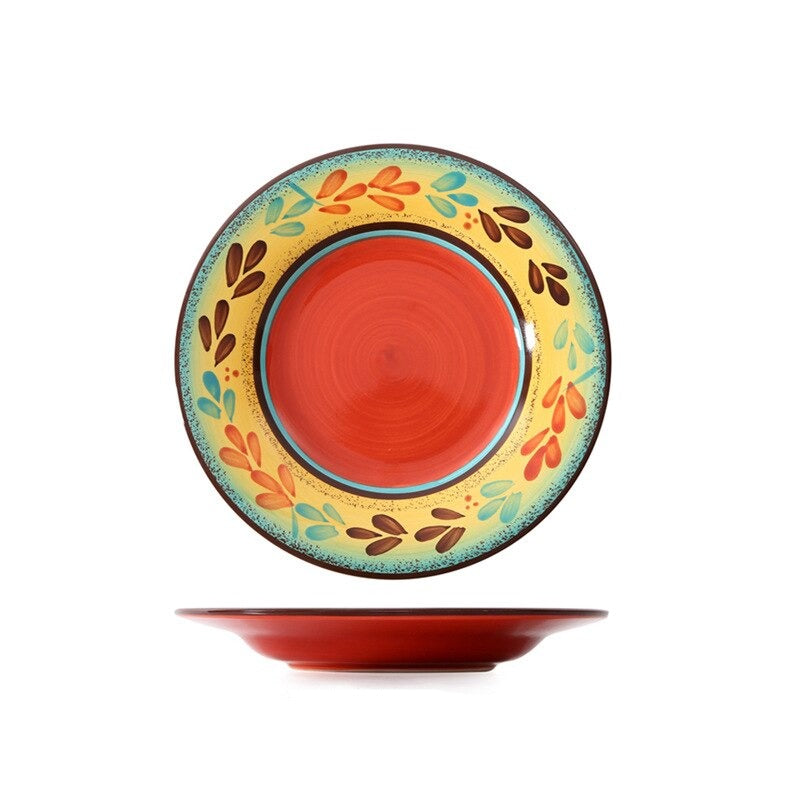 Pratos em cerâmica pintada a mão Dolce - 21.5cm(diâmetro)