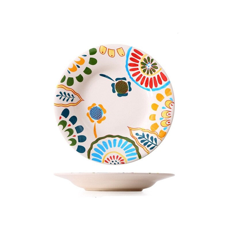 Pratos em cerâmica pintada a mão Dolce - 21.5cm(diâmetro)