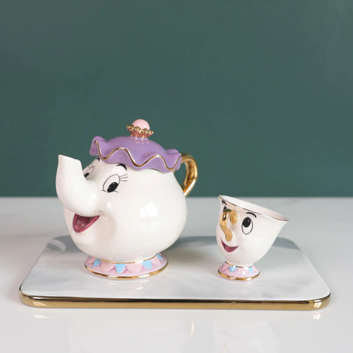 Jogo A Bela e a Fera - Bule/Xícaras/Açucareiro