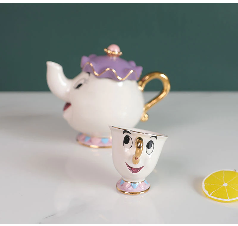 Jogo A Bela e a Fera - Bule/Xícaras/Açucareiro