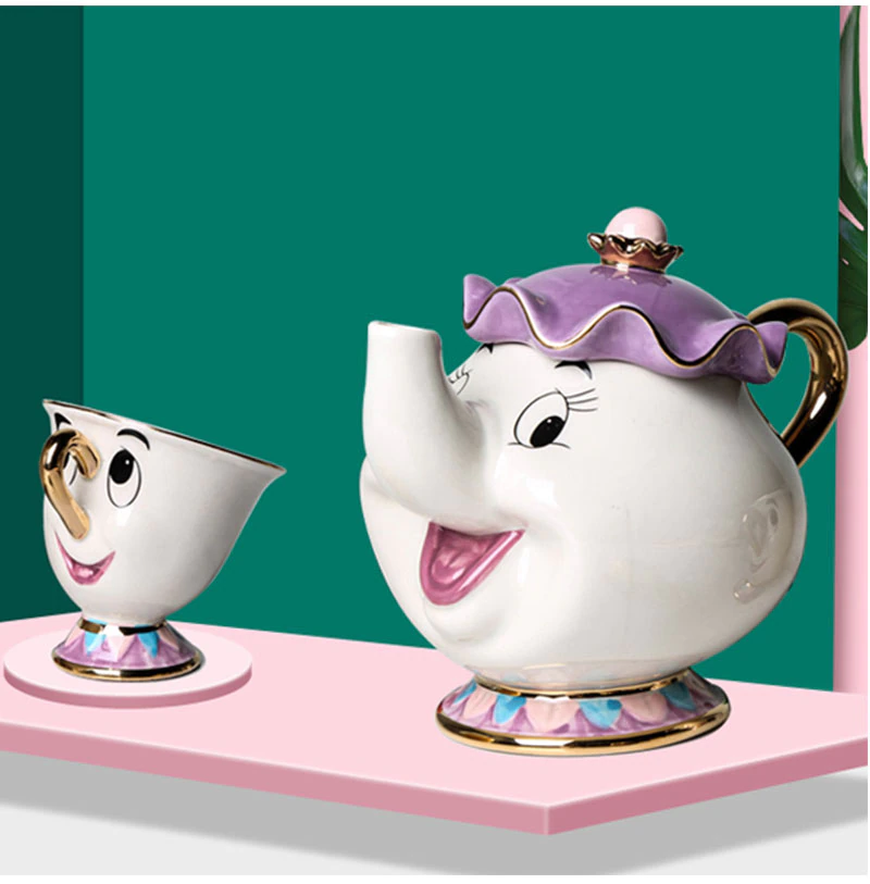 Jogo A Bela e a Fera - Bule/Xícaras/Açucareiro