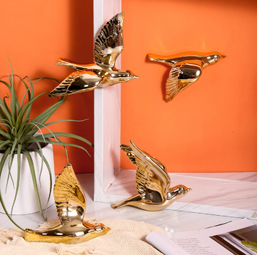 Esculturas de parede Bird Cromados