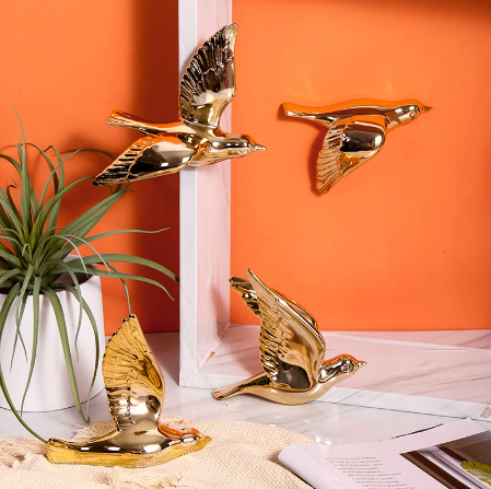 Esculturas de parede Bird Cromados