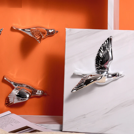 Esculturas de parede Bird Cromados