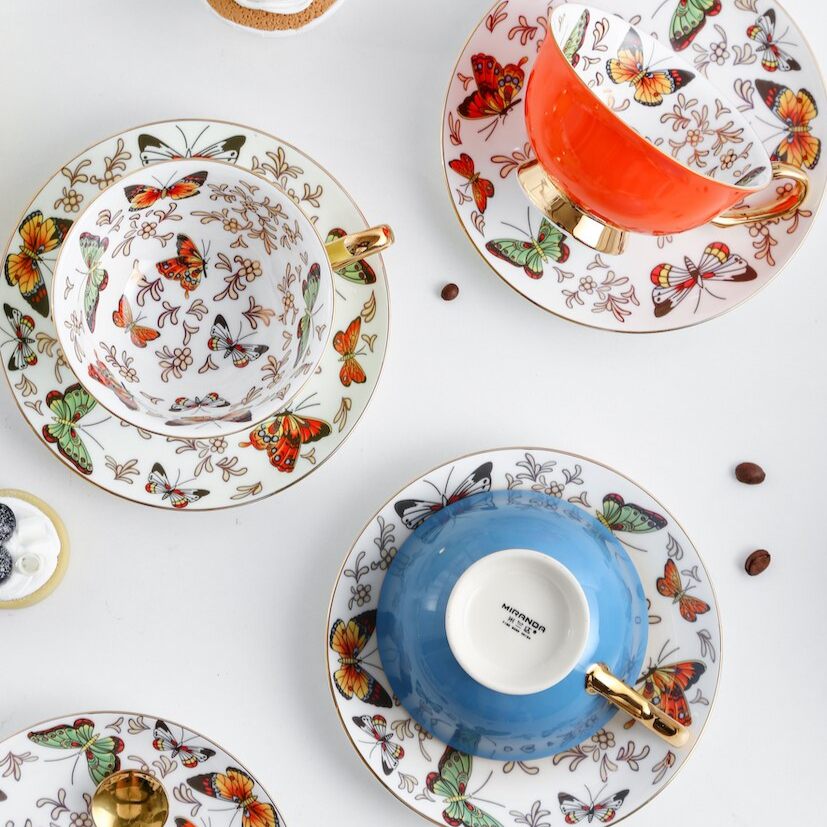 Xícaras Borboletas - 05 Cores