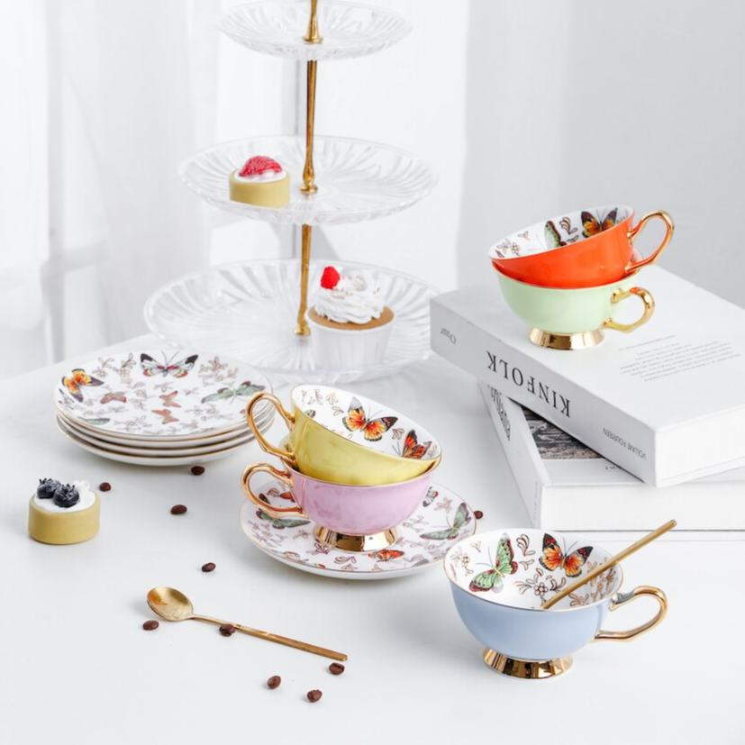 Xícaras Borboletas - 05 Cores