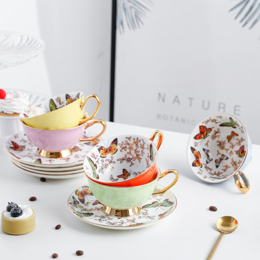 Xícaras Borboletas - 05 Cores