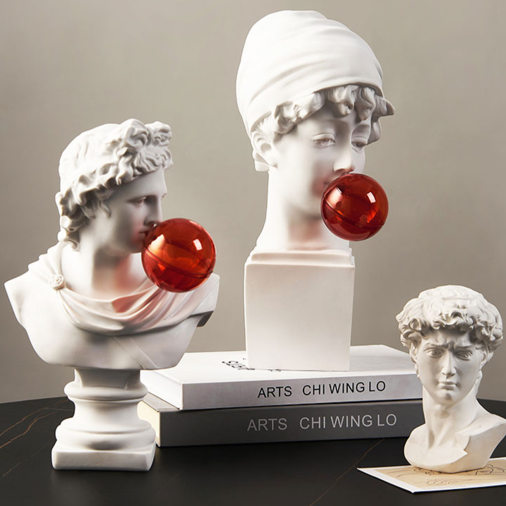 Esculturas Gregas Bubble Red - Design Contemporâneo
