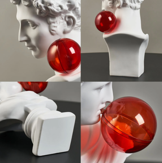 Esculturas Gregas Bubble Red - Design Contemporâneo