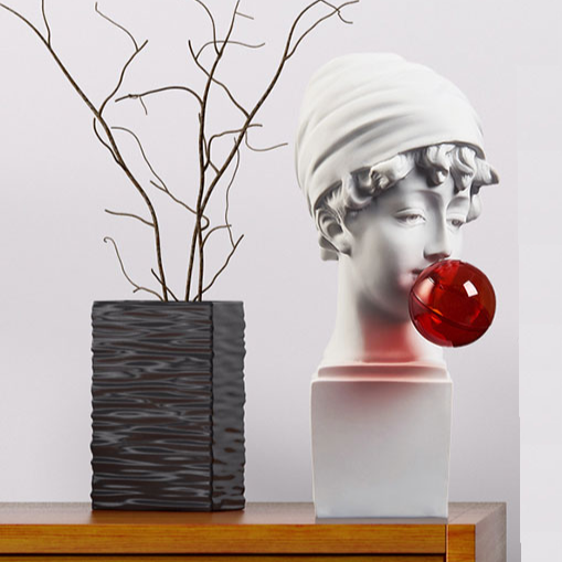 Esculturas Gregas Bubble Red - Design Contemporâneo