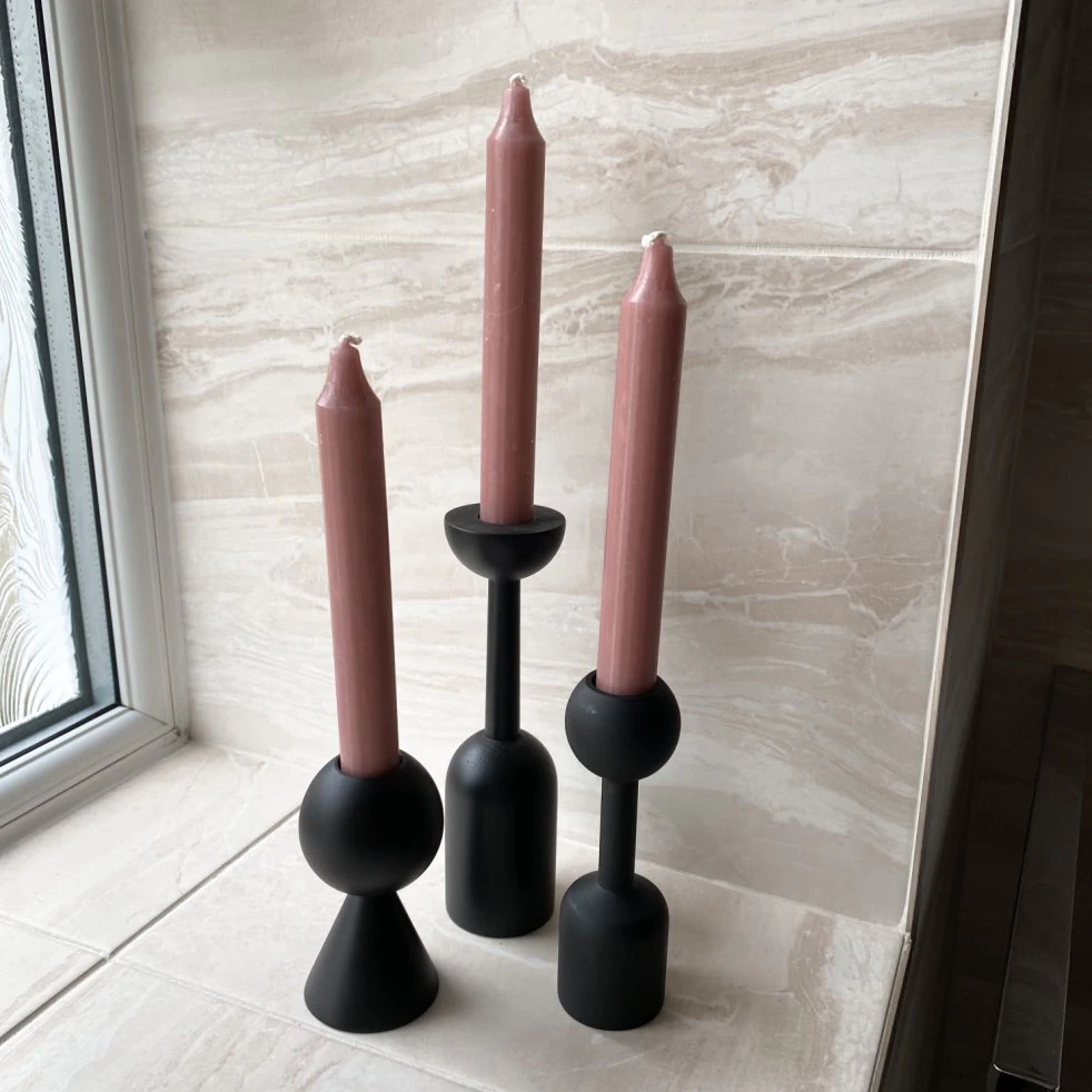 Castiçais geométricos em madeira - Jogo 5pcs