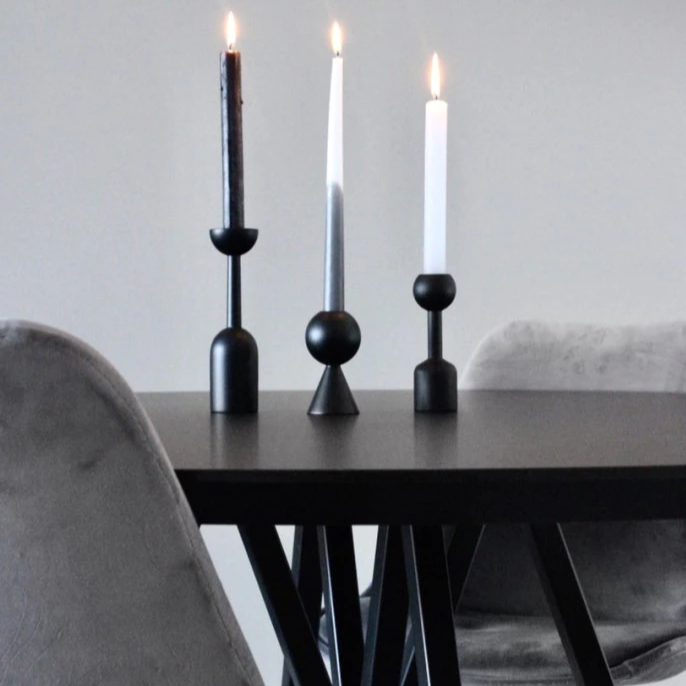 Castiçais geométricos em madeira - Jogo 5pcs