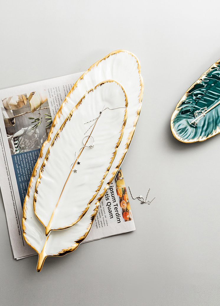 Bandeja Folha em Cerâmica - 03 cores / 02 tamanhos