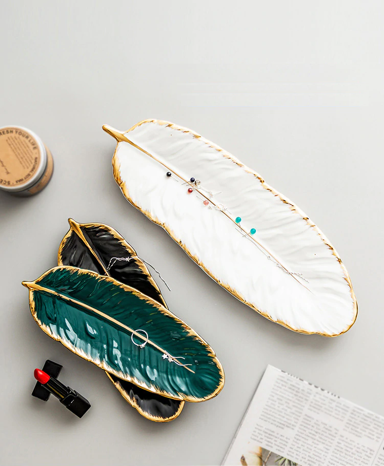 Bandeja Folha em Cerâmica - 03 cores / 02 tamanhos