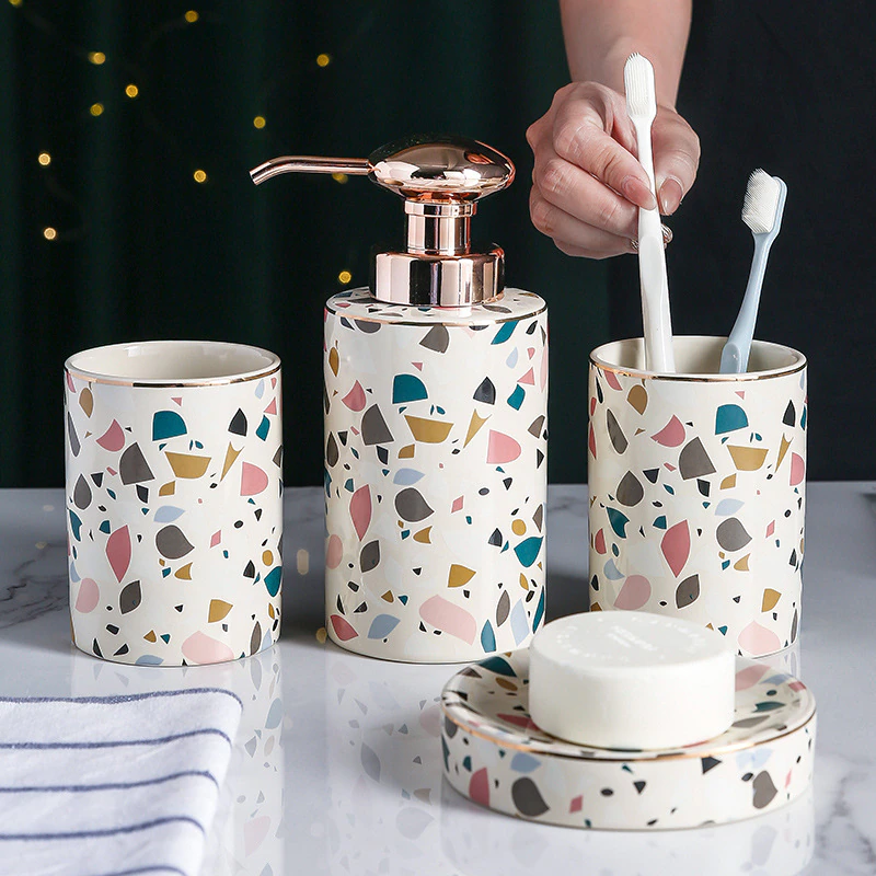 Acessórios em cerâmica Granilite - Jogo 4pcs