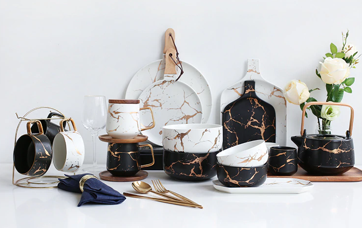 Tábua para Queijos e Petisco PURE - Cerâmica Marble & 3 Opções de Modelos