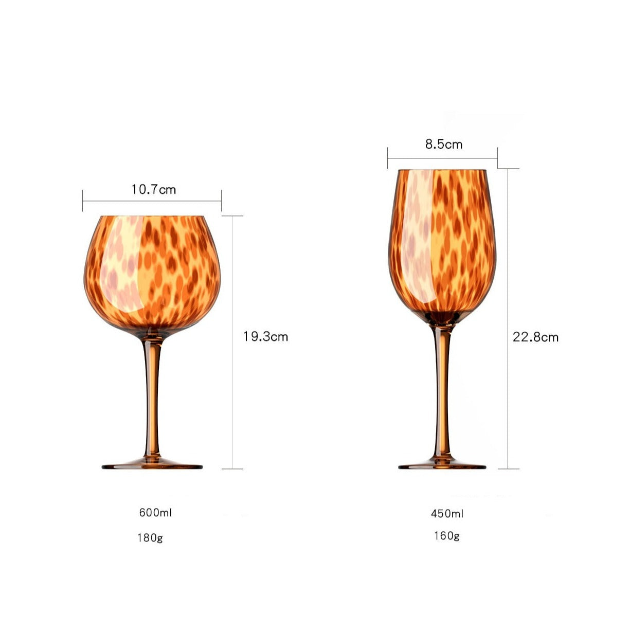 Taças em vidro leopardo - peças individuais