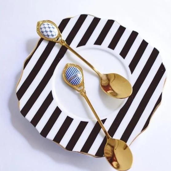 Talheres de chá cabo em cerâmica - jogo 04 peças