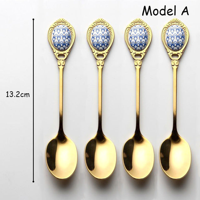 Talheres de chá cabo em cerâmica - jogo 04 peças