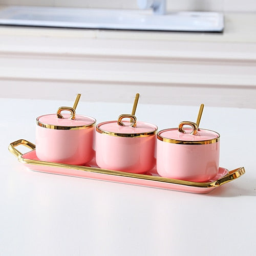 Kit 4pcs Porta Condimentos Deluxe - em porcelana