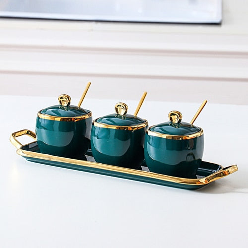 Kit 4pcs Porta Condimentos Deluxe - em porcelana