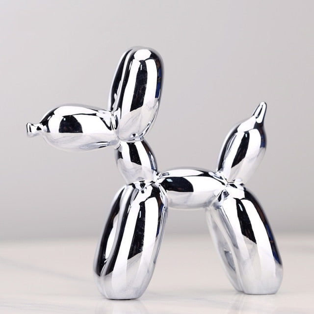 Escultura decorativa Puppy - resina galvanizada