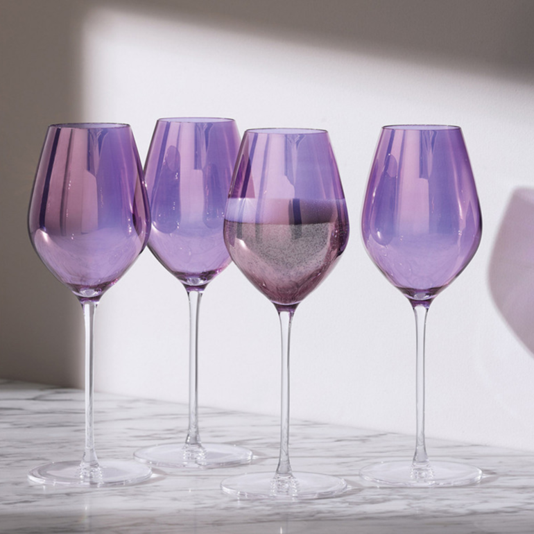 Taças em cristal perolizado Purple - Jogo 2pcs