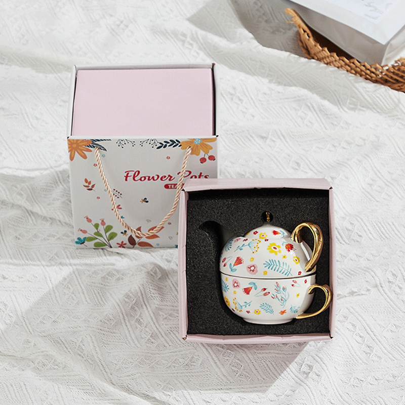 Tea for one pintados a mão Flores - kit 3pcs
