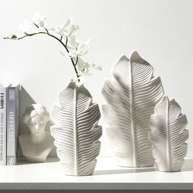 Vasos em cerâmica Folha - 03 Tamanhos