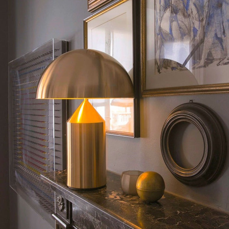 Luminária de Mesa com fio Cogumelo - Em aço inoxidável